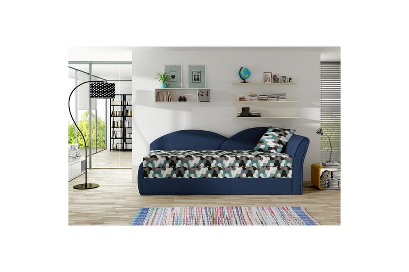 Sofa Eltap Aga 218x80x77 cm - Ac 01, Alova 79, Mønster, Blå, Høyre - Møbler - Sofaer - Sovesofaer - 3 seters sovesofa
