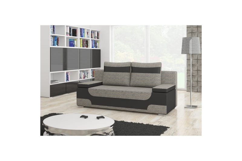 Sofa Eltap Area 200x90x92 cm - Berlin 01, Myk 11, Grå, Svart - Møbler - Sofaer - Sovesofaer - 3 seters sovesofa