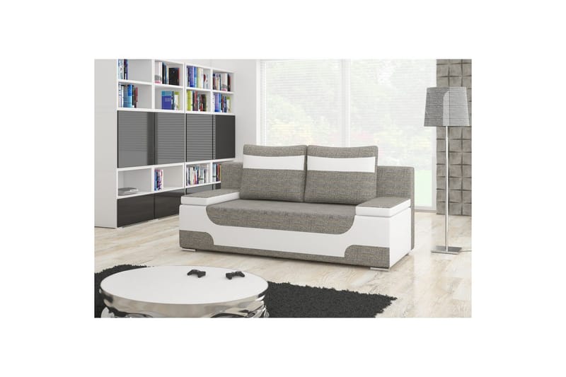 Sofa Eltap Area 200x90x92 cm - Berlin 01, Soft 17, Grå, Hvit - Møbler - Sofaer - Sovesofaer - 3 seters sovesofa