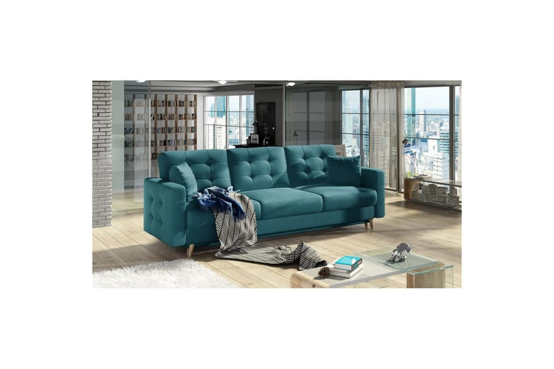 Sofa Eltap Asgard 233x93x92 cm - Mat Velvet 75, Grønn - Møbler - Sofaer - Sovesofaer - 3 seters sovesofa