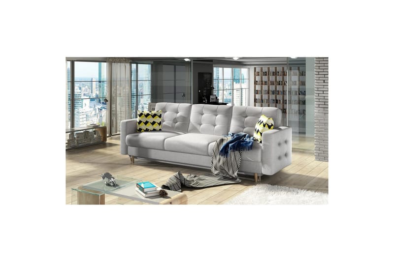 Sofa Eltap Asgard 233x93x92 cm - Sawana 21, Zigzag 53, Grå, Mønster - Møbler - Sofaer - Sovesofaer - 3 seters sovesofa