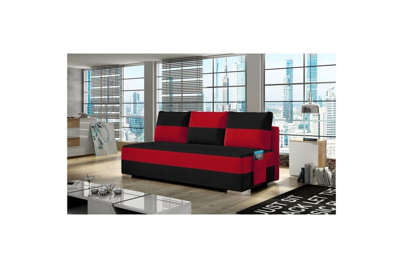 Sofa Eltap Atila 200x83x92 cm, Alova 04, Alova 46, Svart, Rød