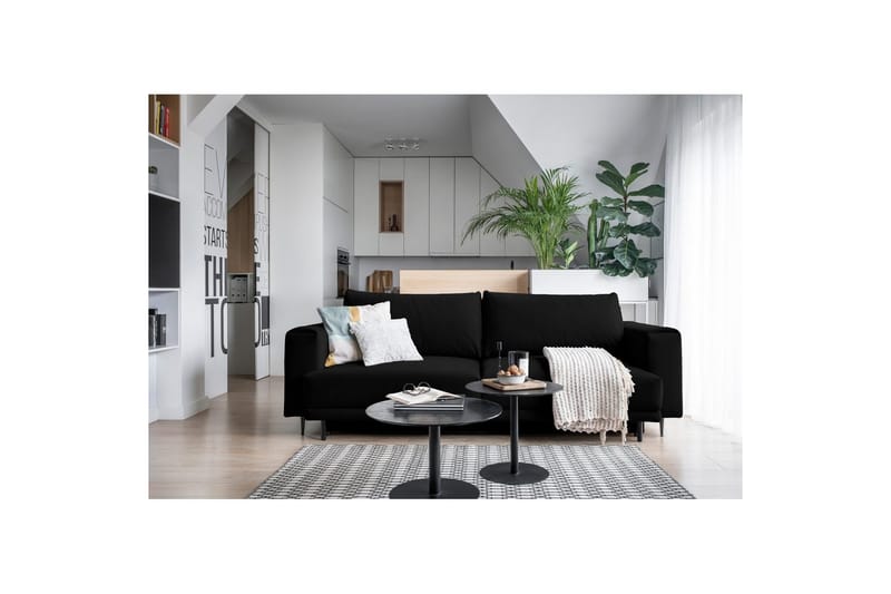Sofa Eltap Dalia 248x84x95 cm - Velvetmat 10, svart - Møbler - Sofaer - Sovesofaer - 3 seters sovesofa