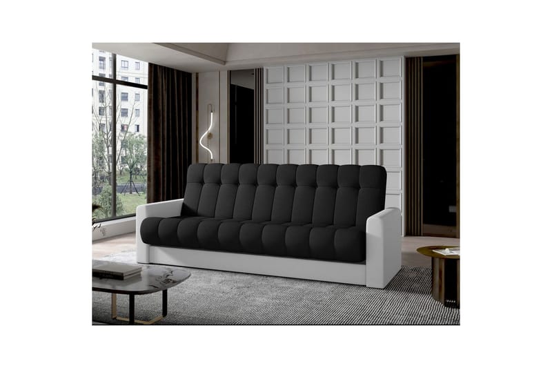 Sofa Eltap Garett 212x85x90 cm - Sawana 14, Soft 17, Svart, Hvit - Møbler - Sofaer - Sovesofaer - 3 seters sovesofa