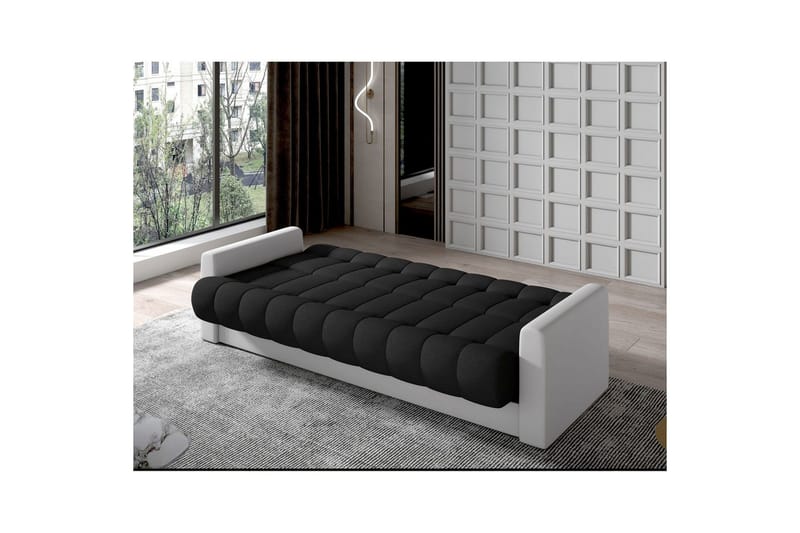 Sofa Eltap Garett 212x85x90 cm - Sawana 14, Soft 17, Svart, Hvit - Møbler - Sofaer - Sovesofaer - 3 seters sovesofa