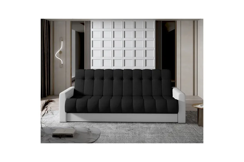 Sofa Eltap Garett 212x85x90 cm - Sawana 14, Soft 17, Svart, Hvit - Møbler - Sofaer - Sovesofaer - 3 seters sovesofa