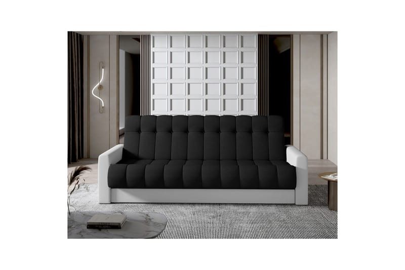 Sofa Eltap Garett 212x85x90 cm - Sawana 14, Soft 17, Svart, Hvit - Møbler - Sofaer - Sovesofaer - 3 seters sovesofa
