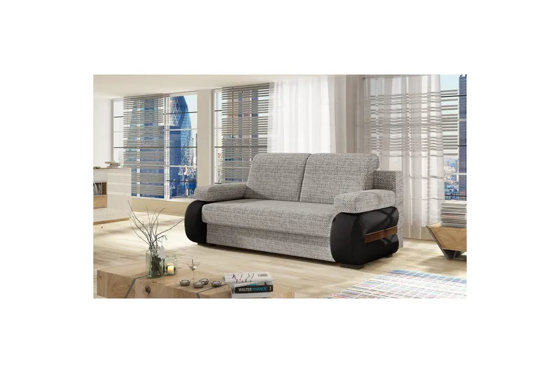 Sofa Eltap Laura 202x79x84 cm, Berlin 01, Soft 11, Grå, Svart
