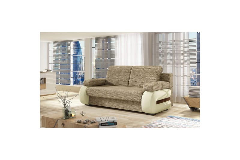 Sofa Eltap Laura 202x79x84 cm - Berlin 03, Soft 33, Beige - Møbler - Sofaer - Sovesofaer - 3 seters sovesofa