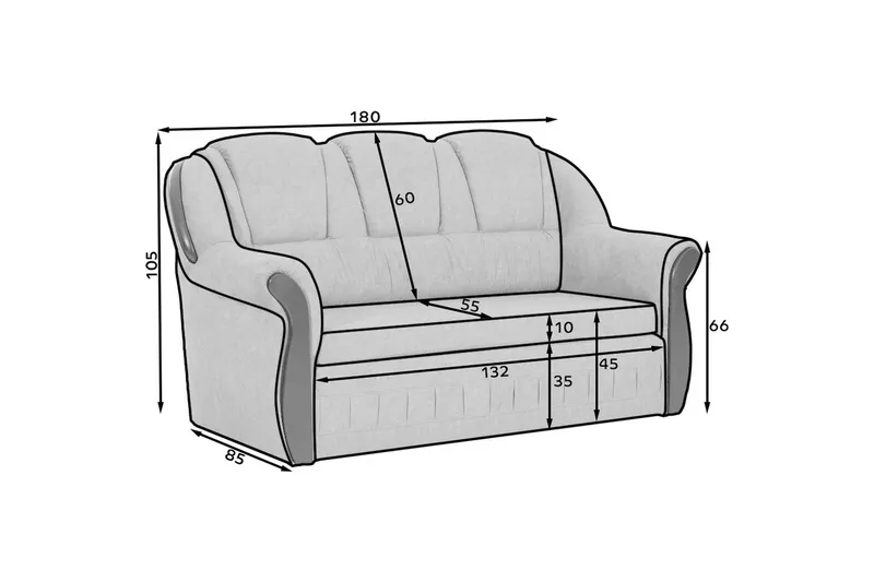 Sofa Eltap Lord 180x85x105 cm - Dora 22, Brun - Møbler - Sofaer - Sovesofaer - 2 seters sovesofa