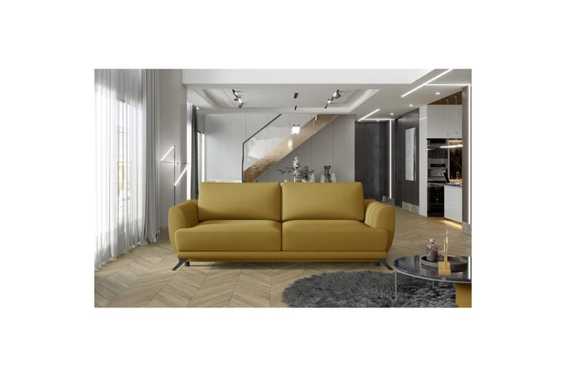 Sofa Eltap Megis 242x95x90 cm - Solar 45, Gul - Møbler - Sofaer - Sovesofaer - 3 seters sovesofa