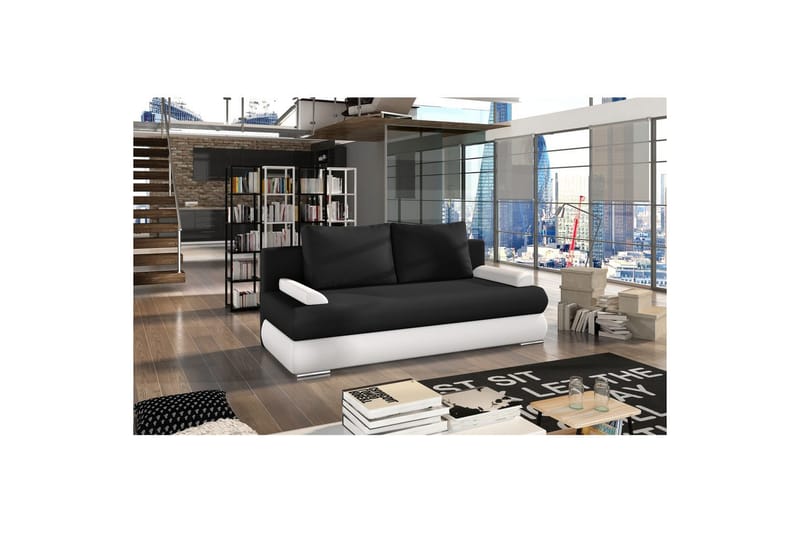Sofa Eltap Milo 213x95x90 cm - Soft 11, Soft 17, Svart, Hvit - Møbler - Sofaer - Sovesofaer - 3 seters sovesofa