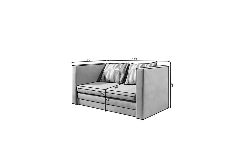 Sofa Eltap Neva 132x70x62 cm - Alova 36, Lima 75, Grå, Mønster - Møbler - Sofaer - Sovesofaer - 2 seters sovesofa