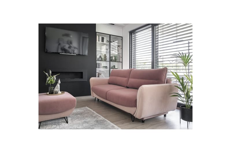 Sofa Eltap Silva 236x95x90 cm - Velvetmat 24, Mat Velour 61, Rosa - Møbler - Sofaer - Sovesofaer - 3 seters sovesofa