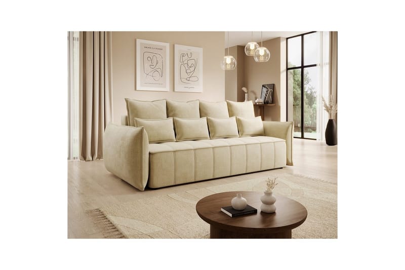 Sofa Eltap Weltton 242x106x94 cm - Monolith 04, Beige - Møbler - Sofaer - Sovesofaer - 3 seters sovesofa