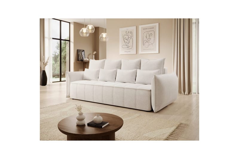 Sofa Eltap Weltton 242x106x94 cm - Paolli 01, Hvit - Møbler - Sofaer - Sovesofaer - 3 seters sovesofa