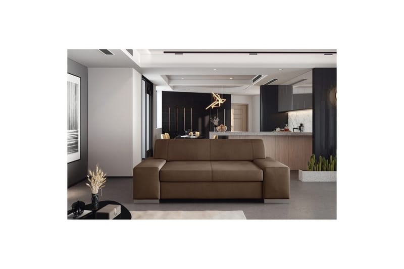 Sofa Eltap Porto - Monolith 09, Soft 66, Mørk Beige, Mørk Brun, 2190x62x73 cm - Møbler - Sofaer - Sovesofaer - 2 seters sovesofa