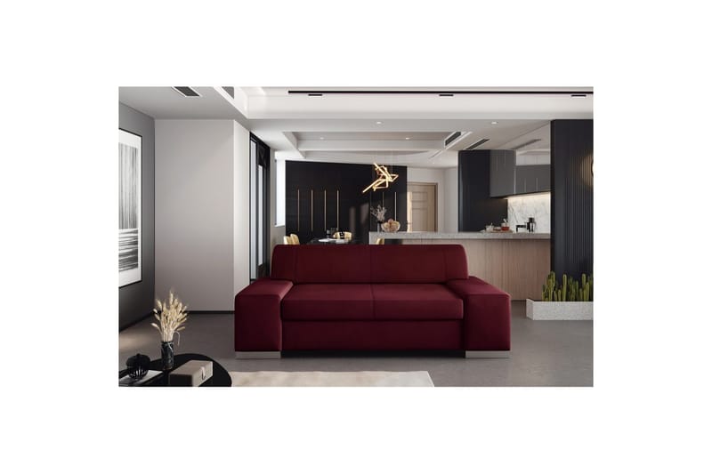 Sofa Eltap Porto - Mat Velvet 68, Rød, 2190x62x73 cm - Møbler - Sofaer - Sovesofaer - 2 seters sovesofa