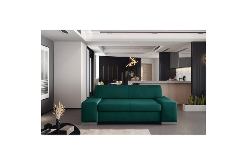 Sofa Eltap Porto - Mat Velvet 75, Grønn, 2190x62x73 cm - Møbler - Sofaer - Sovesofaer - 2 seters sovesofa