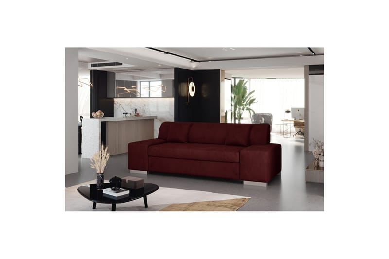 Sofa Eltap Porto - Mat Velvet 68, Rød, 3210x92x73 cm - Møbler - Sofaer - Sovesofaer - 2 seters sovesofa