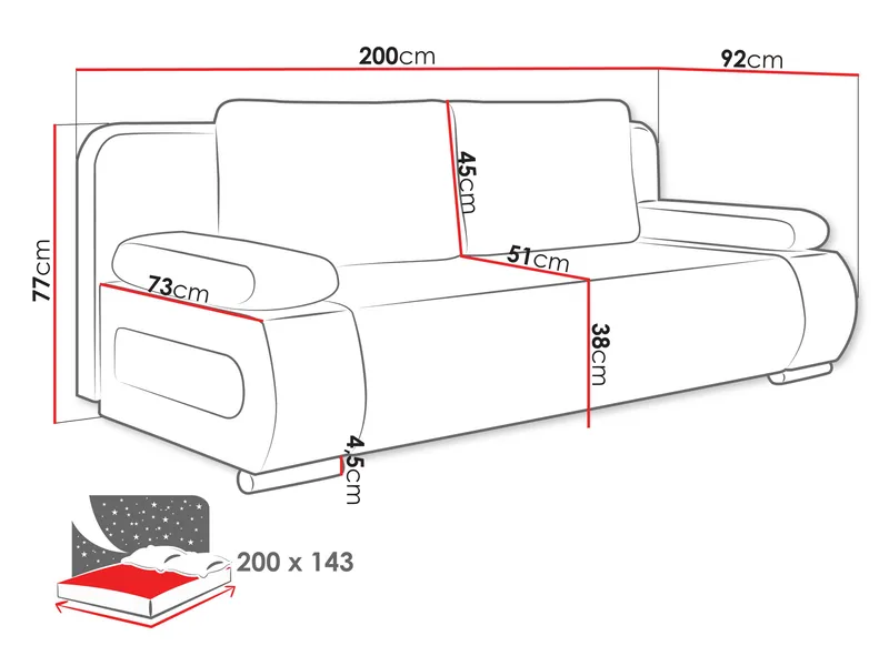 sofa Emma Kronos 06 - Møbler - Sofaer - Sovesofaer - Langsgående sovesofa