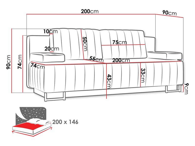 sofa Laguna Lumo 40 - brun - Møbler - Sofaer - Sovesofaer - Langsgående sovesofa