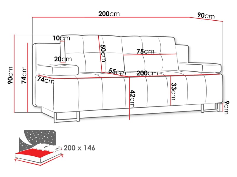 sofa Morena Lumo 40 - brun - Møbler - Sofaer - Sovesofaer - Langsgående sovesofa