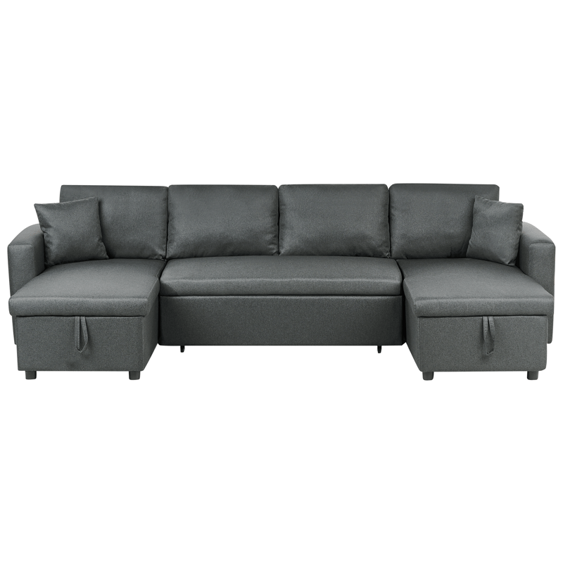 Sommen U-formet Sovesofa 123x259 cm med Oppbevaring i Stoff, Grå