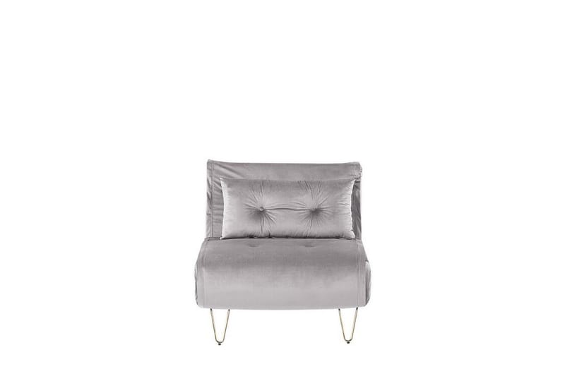 Sovesofa 1-seters fløyel grå VESTFOLD - Grå - Møbler - Sofaer - Sovesofaer - Forovervendt sovesofa