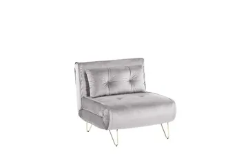 Sovesofa 1-seters Fløyel grå VESTFOLD - Grå - Møbler - Sofaer - Sovesofaer - Forovervendt sovesofa