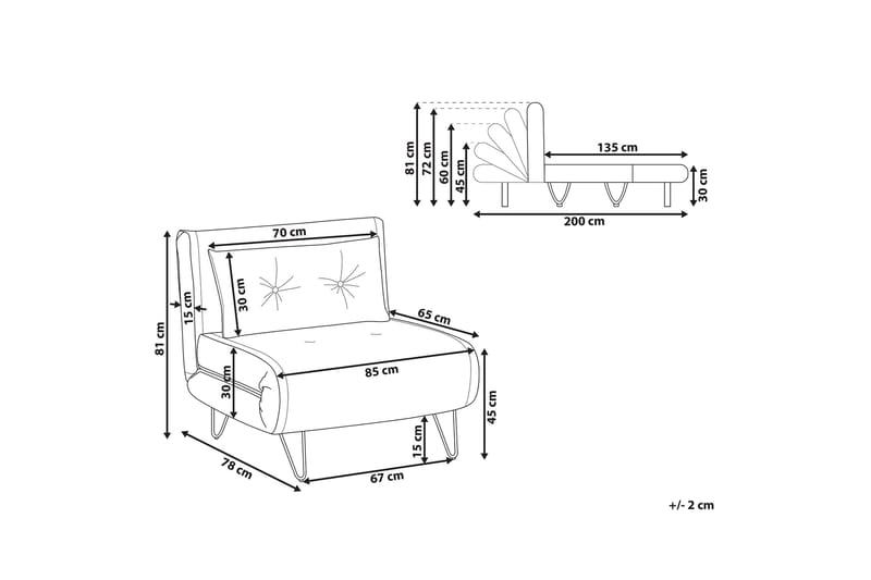 Sovesofa 1-seters Fløyel grå VESTFOLD - Grå - Møbler - Sofaer - Sovesofaer - Forovervendt sovesofa