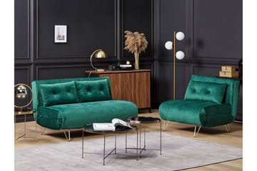 Sovesofa 1-seters fløyel Mørkegrønn VESTFOLD - Grønn - Møbler - Sofaer - Sovesofaer - Forovervendt sovesofa