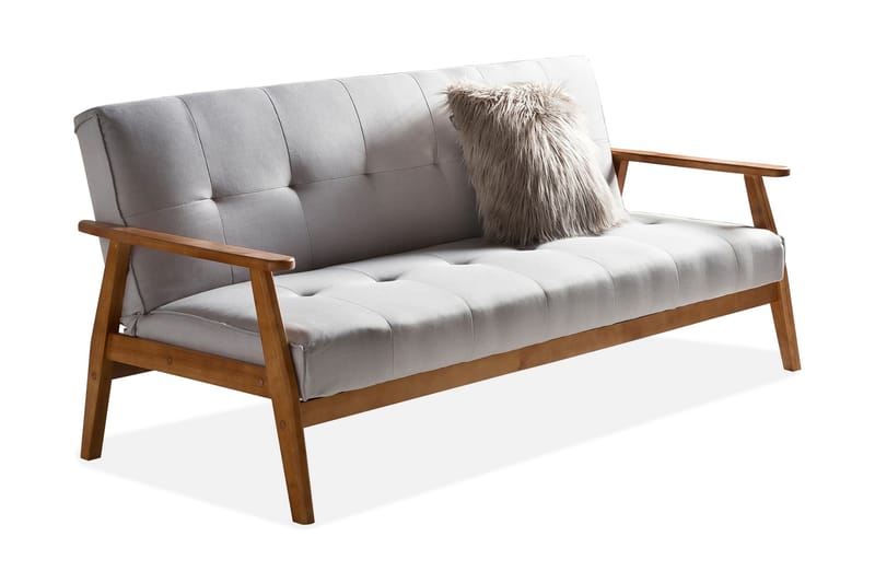 Sovesofa 190x85x81 cm Lysegrå - 3 seters sovesofa