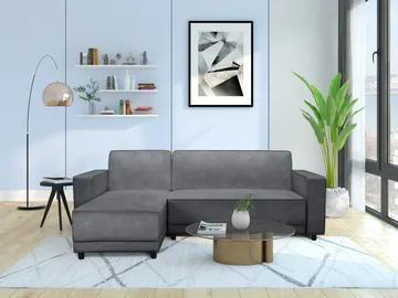 Sovesofa Allie Antrasitt, Fløyel, 82x229x154 cm - Antrasitt, Fløyel, 82x229x154 cm - Møbler - Sofaer - Sovesofaer - Sovesofa divan