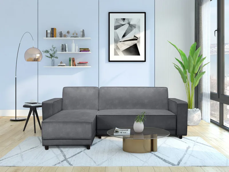 Sovesofa Allie Antrasitt, Fløyel, 82x229x154 cm - Antrasitt, Fløyel, 82x229x154 cm - Møbler - Sofaer - Sovesofaer - Sovesofa divan