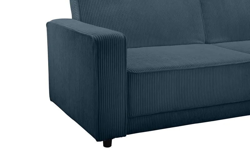 Sovesofa Allie Blå, Cordoroy, 81x225x91 cm - Blå, Cordoroy, 81x225x91 cm - Møbler - Sofaer - Sovesofaer - 3 seters sovesofa
