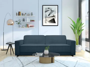 Sovesofa Allie Blå, Cordoroy, 81x225x91 cm - Blå, Cordoroy, 81x225x91 cm - Møbler - Sofaer - Sovesofaer - 3 seters sovesofa