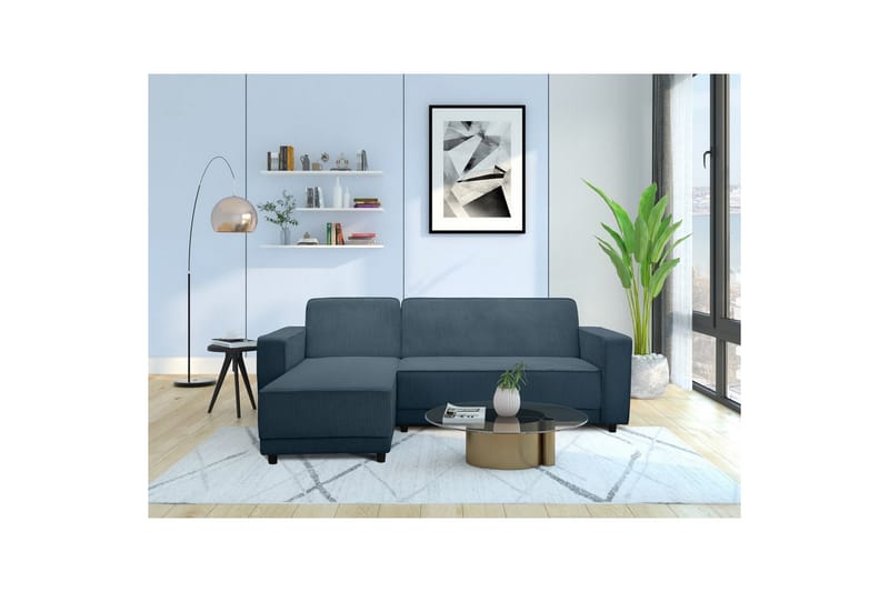 Sovesofa Allie Blå, Cordoroy, 82x229x154 cm - Blå, Cordoroy, 82x229x154 cm - Møbler - Sofaer - Sovesofaer - Sovesofa divan