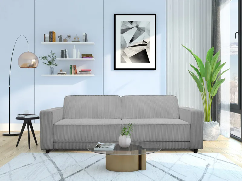 Sovesofa Allie Grå, Cordoroy, 81x225x91 cm - Grå, Cordoroy, 81x225x91 cm - Møbler - Sofaer - Sovesofaer - 3 seters sovesofa