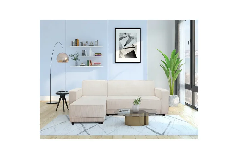 Sovesofa Allie Krem, Cordoroy, 82x229x154 cm, Krem, Cordoroy, 82x229x154 cm