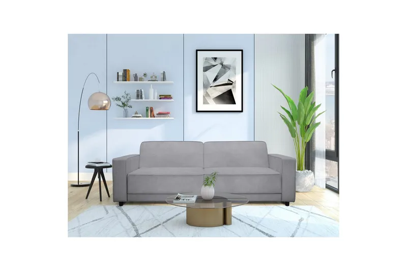 Sovesofa Allie Lys grå, Fløyel, 81x225x91 cm, Lys grå, Fløyel, 81x225x91 cm