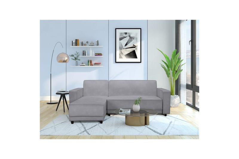 Sovesofa Allie Lys grå, Fløyel, 82x229x154 cm - Lys grå, Fløyel, 82x229x154 cm - Møbler - Sofaer - Sovesofaer - Sovesofa divan