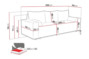 Sovesofa - Beige - Møbler - Sofaer - Sovesofaer - 3 seters sovesofa