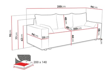Sovesofa - Brun - Møbler - Sofaer - Sovesofaer - Langsgående sovesofa