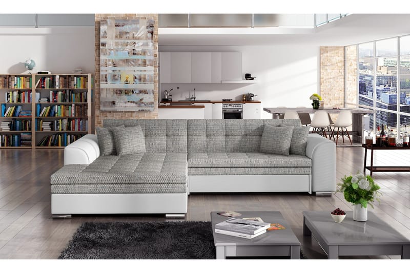 Sovesofa Castello med Divan - Grå/Hvit - Sovesofa divan
