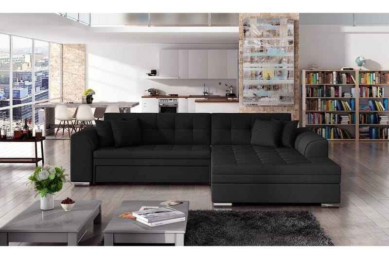Sovesofa Castello med Divan - Svart - Møbler - Sofaer - Sovesofaer - Langsgående sovesofa