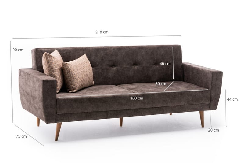 Sovesofa Chile 3-seters 194x110 - Brun - 3 seters sovesofa