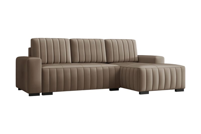 3-seters Hjørnesofa Vidin Høyre - Beige - Fløyelssofaer - Sovesofa divan