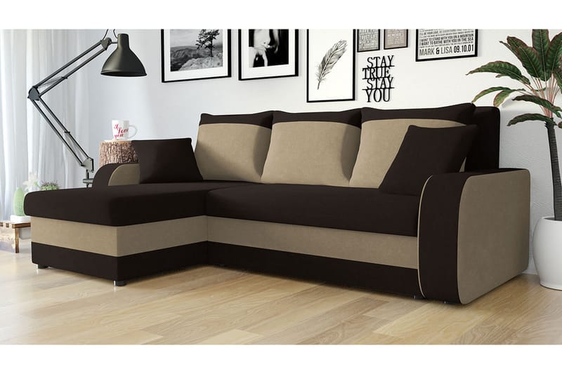 3-seters Hjørnesovesofa Nyarp Universal - Brun/Beige - Fløyelssofaer - Sovesofa divan