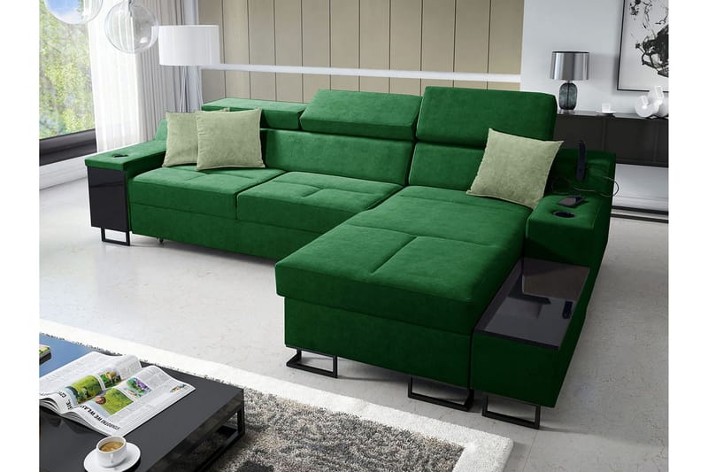 3-seters Sovesofa Høyre - Grønn - Møbler - Sofaer - Sovesofaer - Sovesofa divan